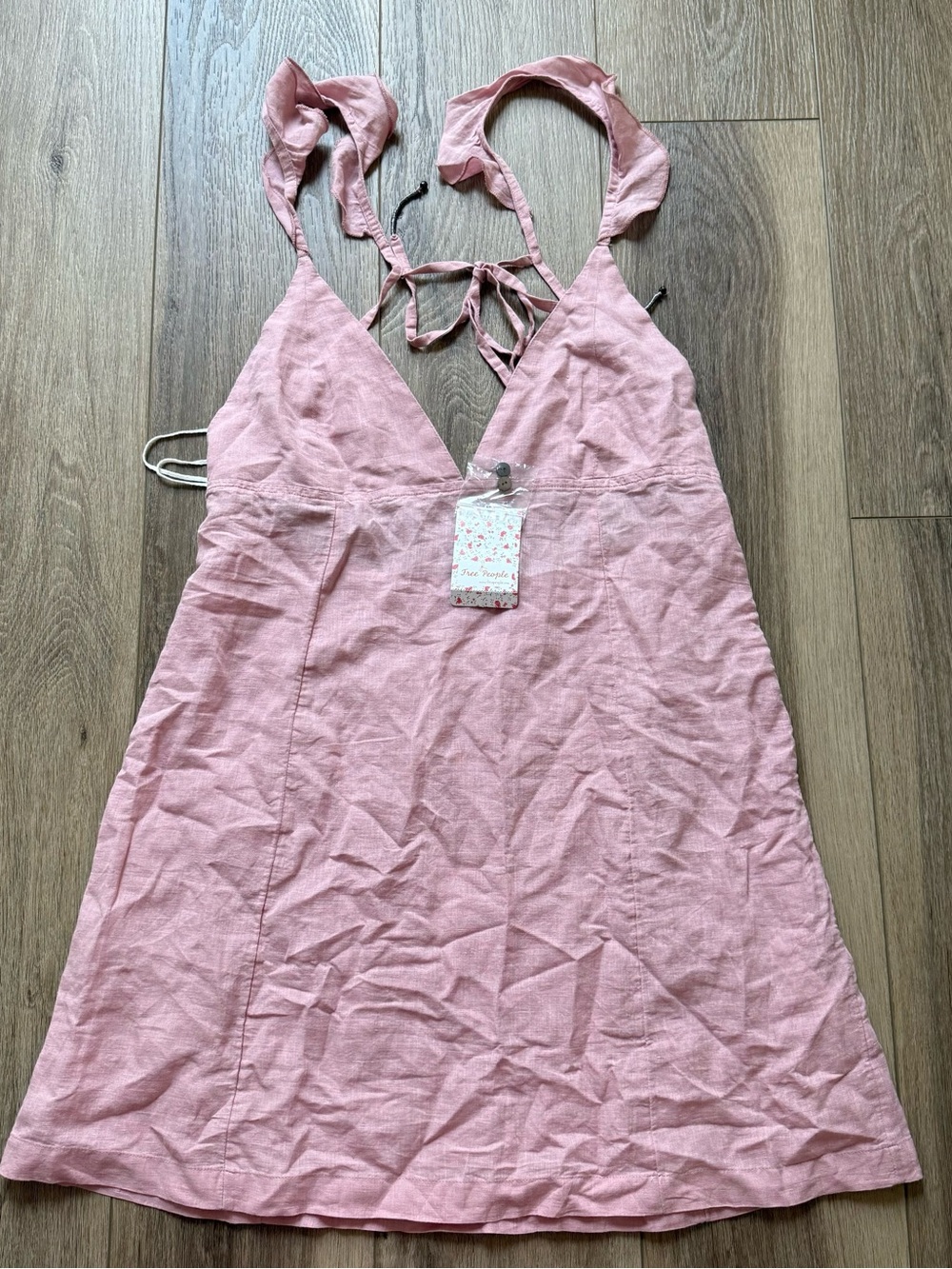 Free People Tank top Pink Tie-Back A-Line Sundress size Large NWT